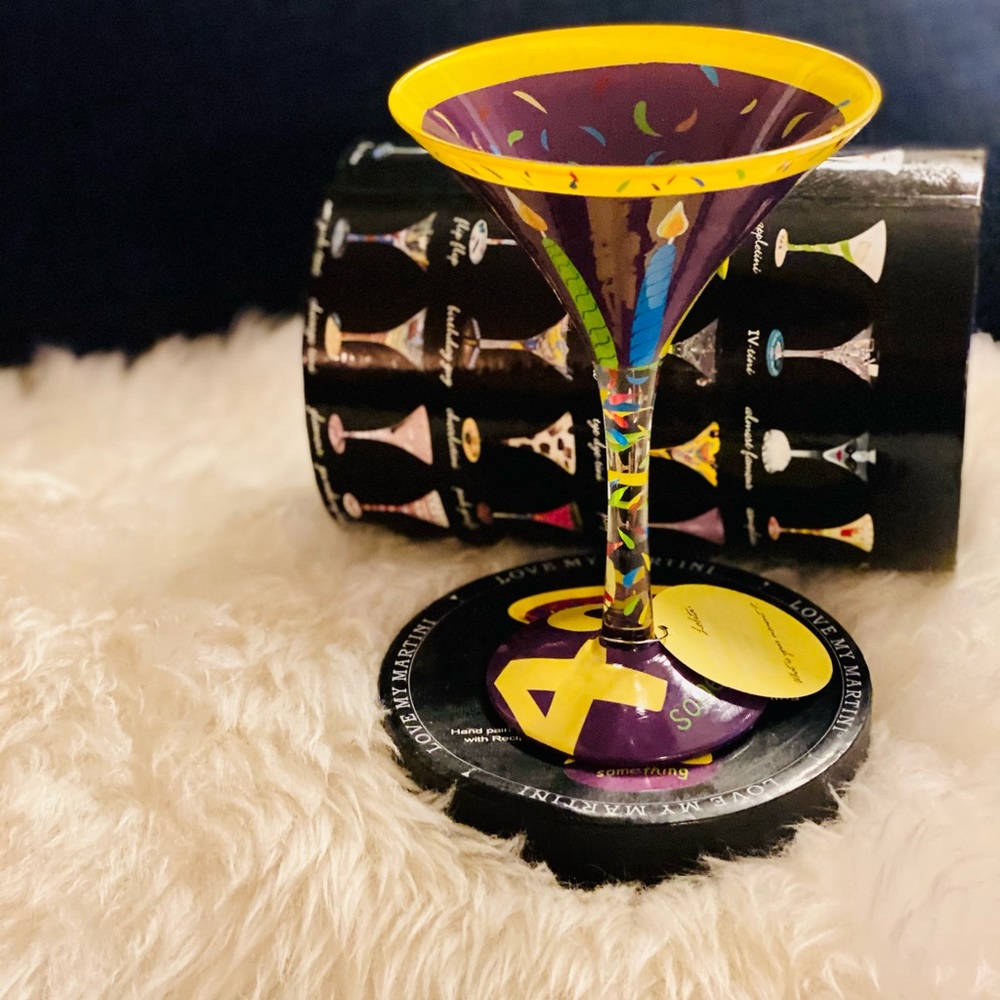 Lolita “40 something” Martini Glass | Hand Painted with Recipe on Bottom